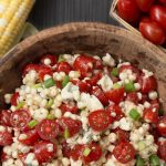 Red {Tomato}, White {Corn}, and Blue {Cheese} Salad
