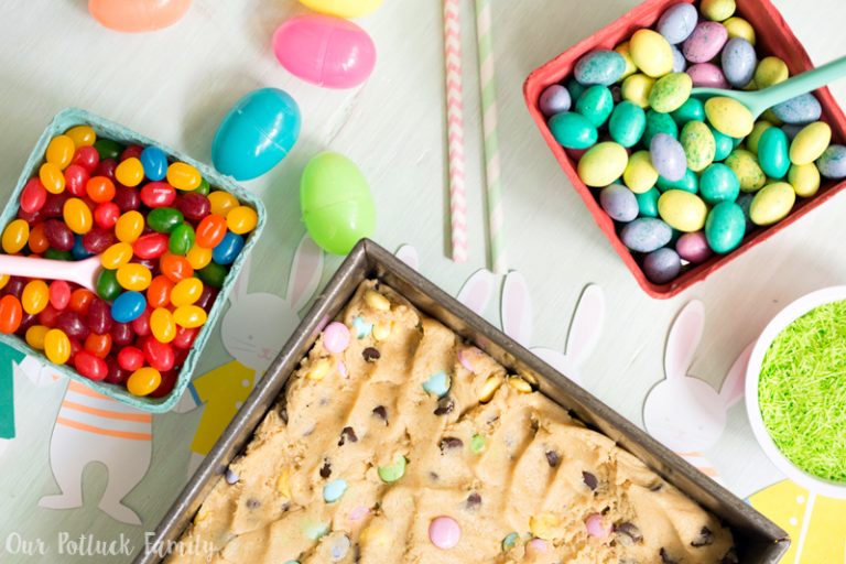 Springtime Candy Blondies - Our Potluck Family