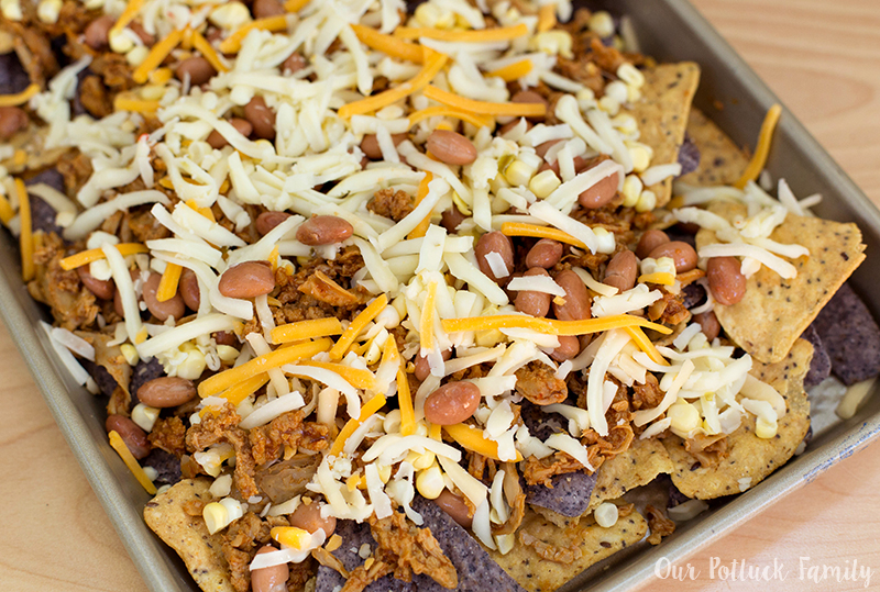 Vegetarian BBQ Pork Nachos - Our Potluck Family