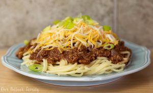 Turkey Cincinnati Chili over Spaghetti - Our Potluck Family