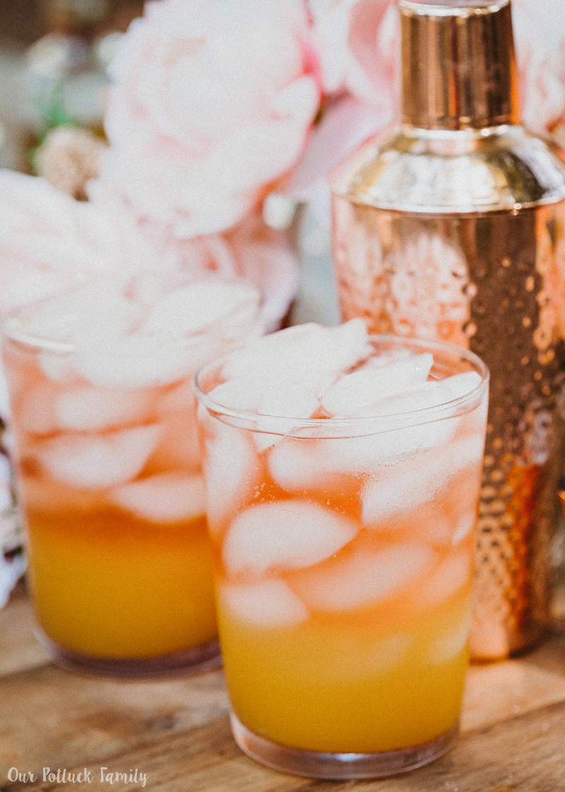 Peach Mango Sparkling Rosé Cocktail glasses