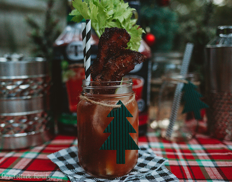 Holiday bloody mary bar bacon drink